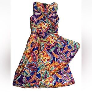 Lauren Ralph Lauren | Vintage multi-color paisley faux-wrap dress 2X (18-22)